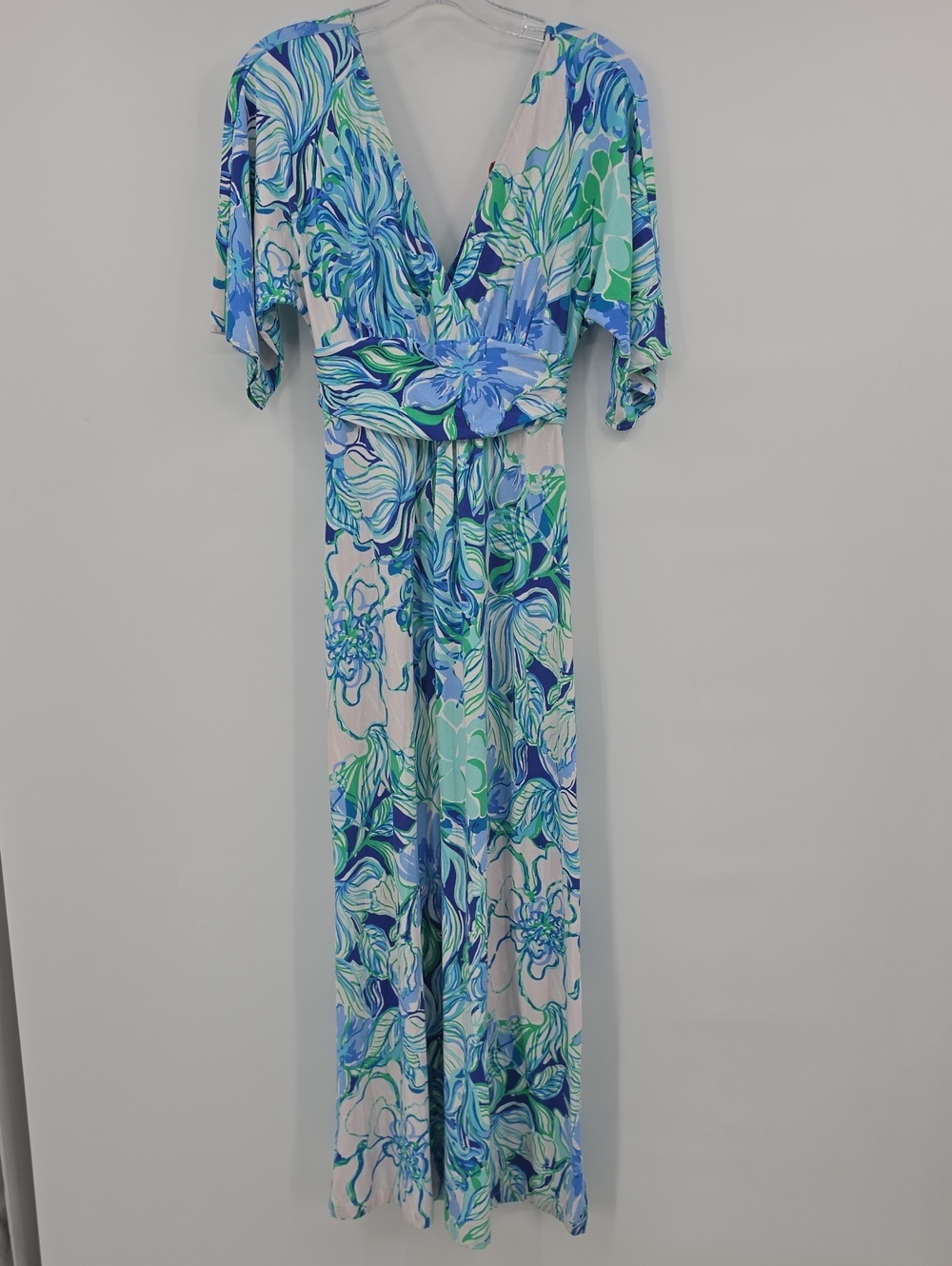 Lilly Pulitzer Parigi Maxi Dress Party THYME Pink Blue Green Flowers S